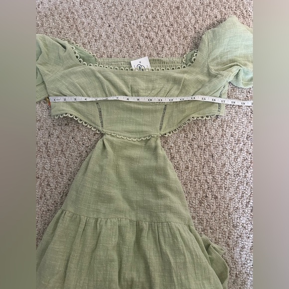 Luxxel Sage Green Ruffled Tiered Mini Dress size M - Picture 9 of 9
